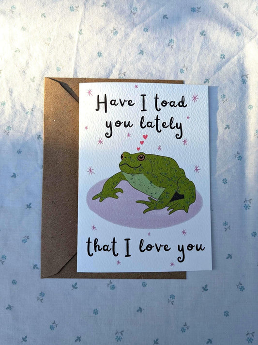Toad Love Card, Illustrated Anniversary Greeting