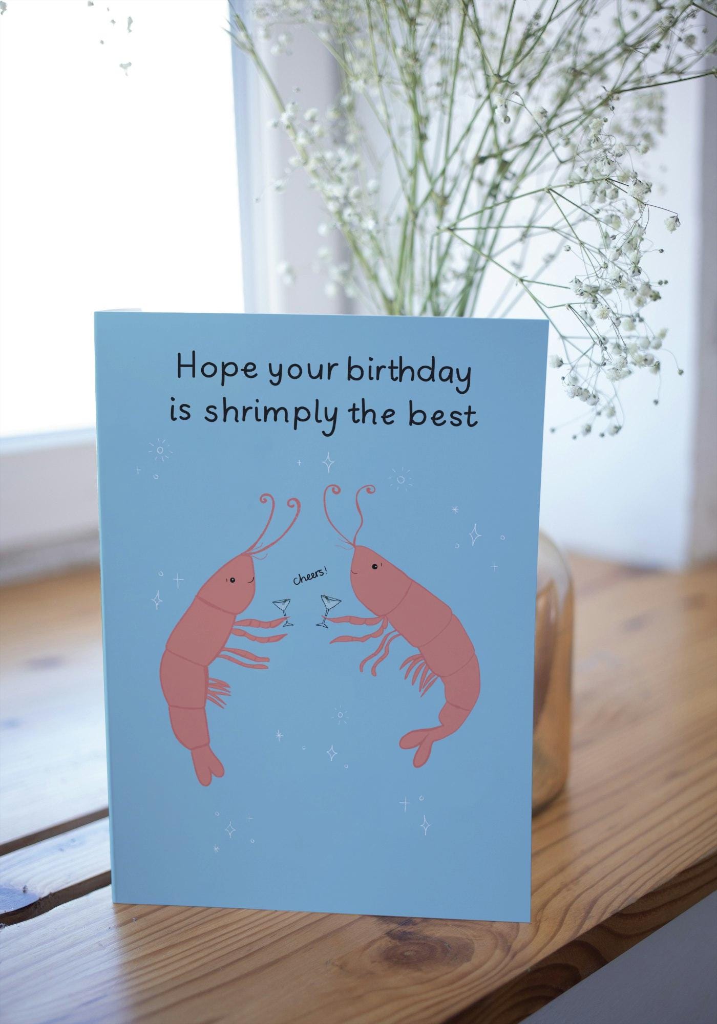 Funny Shrimp Birthday Card: Illustrated Prawn Joke, Sealife Lover