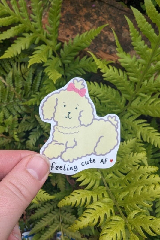 Fluffy Dog Vinyl Sticker, Laptop Decal