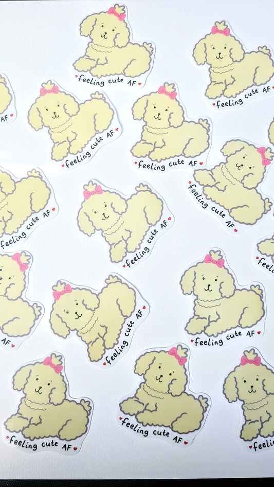 Fluffy Dog Vinyl Sticker, Laptop Decal