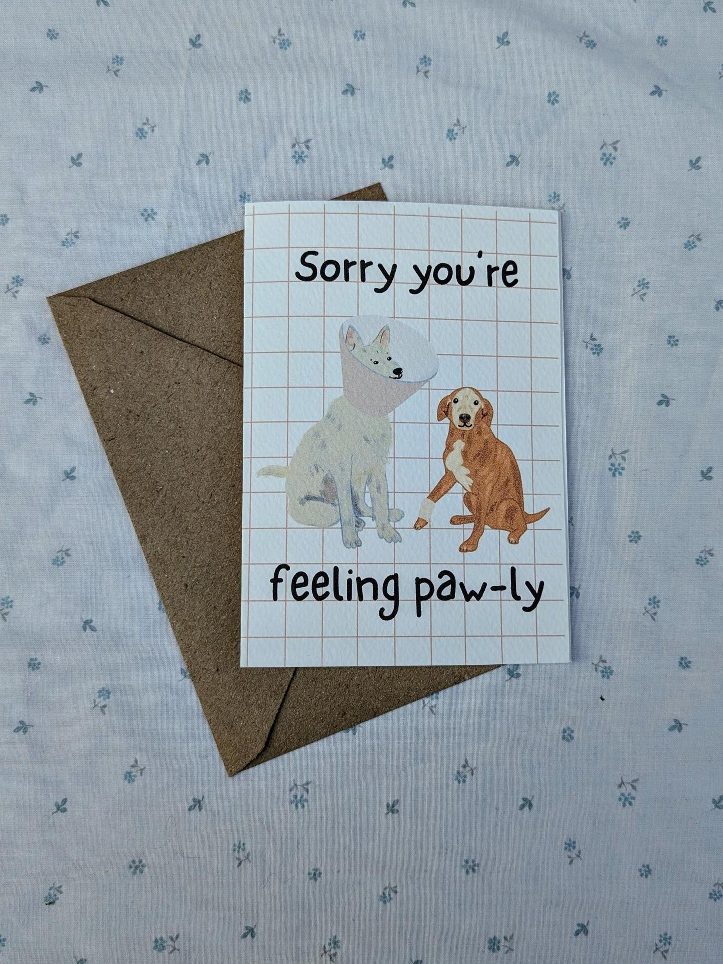 Dog Get Well Card: 'Sorry You're Feeling Paw-ly' A6 Illustrated Card