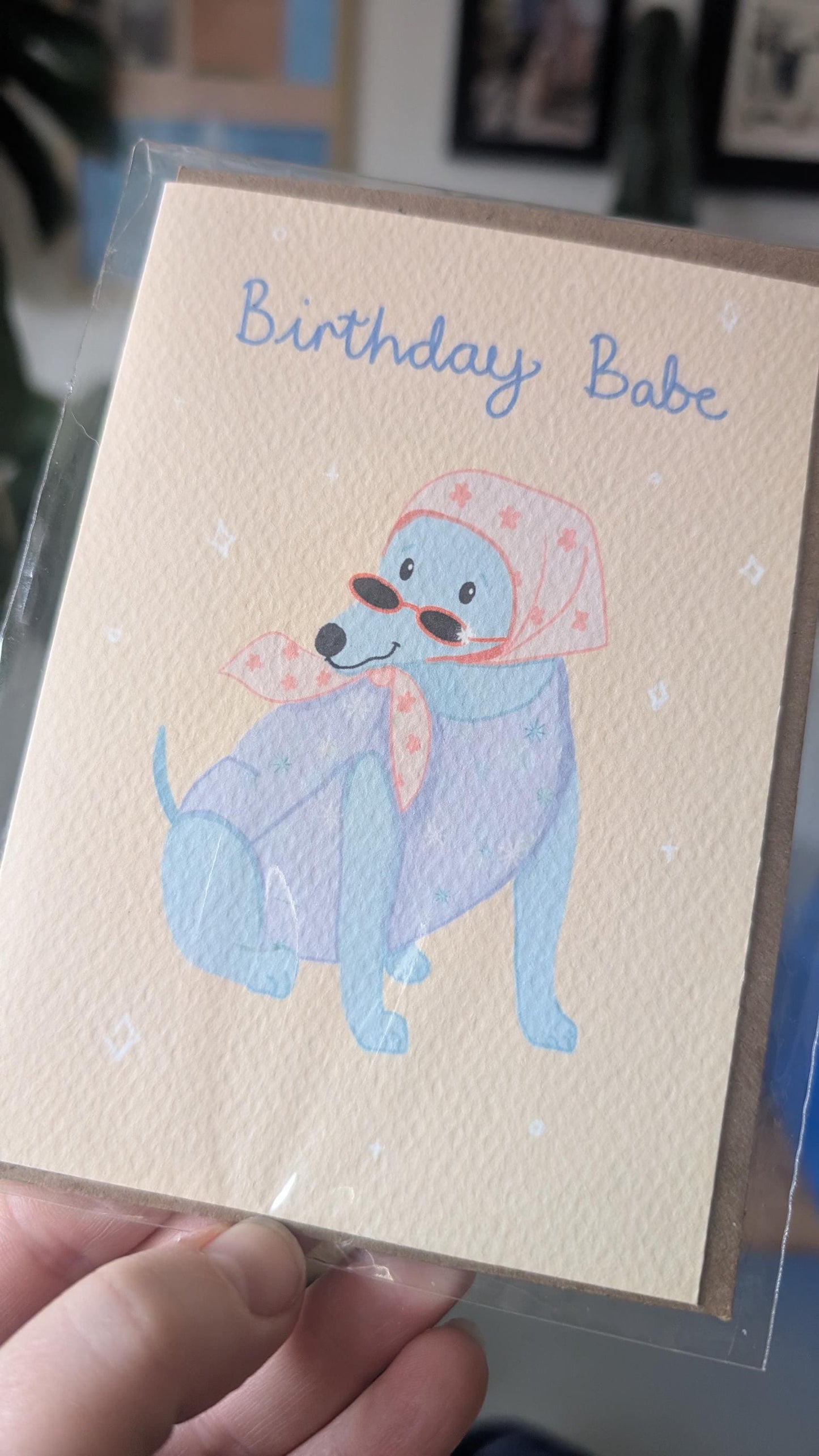 Birthday babe illustrated dog card