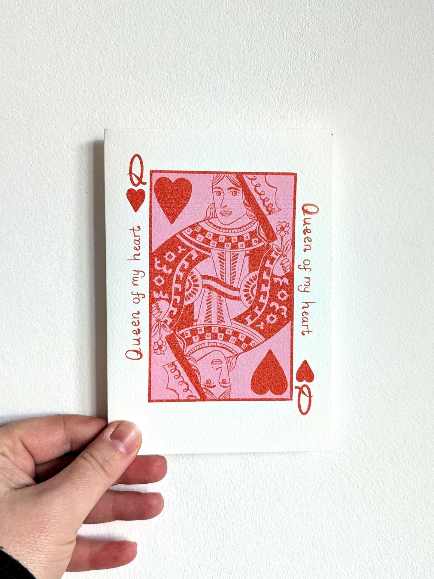 Queen of my heart love card. Illustrated greeting card. Birthday, anniversary, wife, girlfriend, galentine