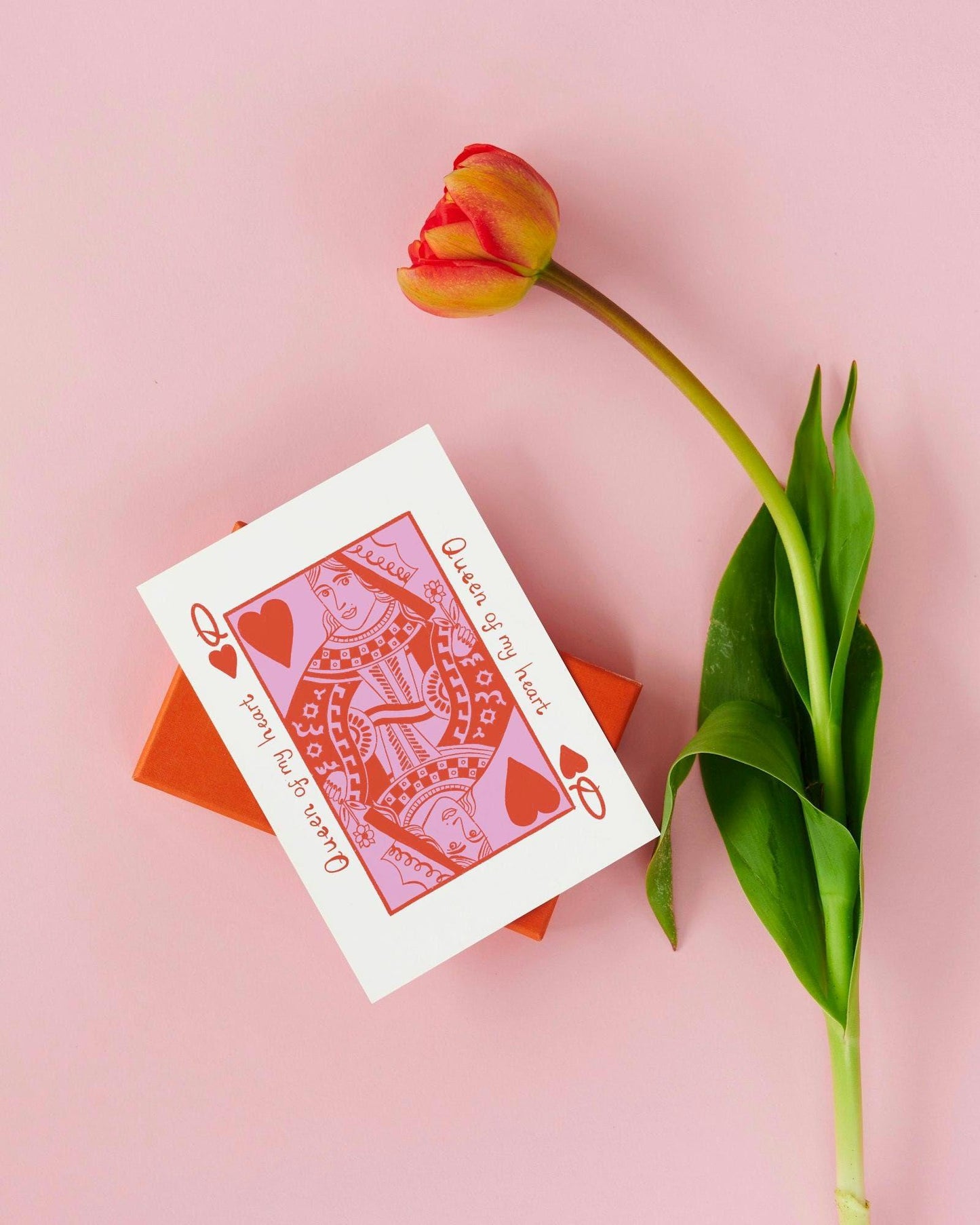 Queen of my heart love card. Illustrated greeting card. Birthday, anniversary, wife, girlfriend, galentine