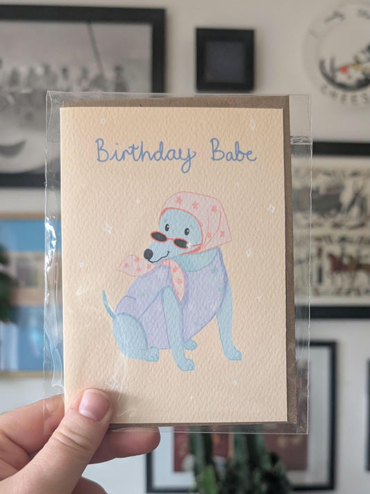 Birthday babe illustrated dog card