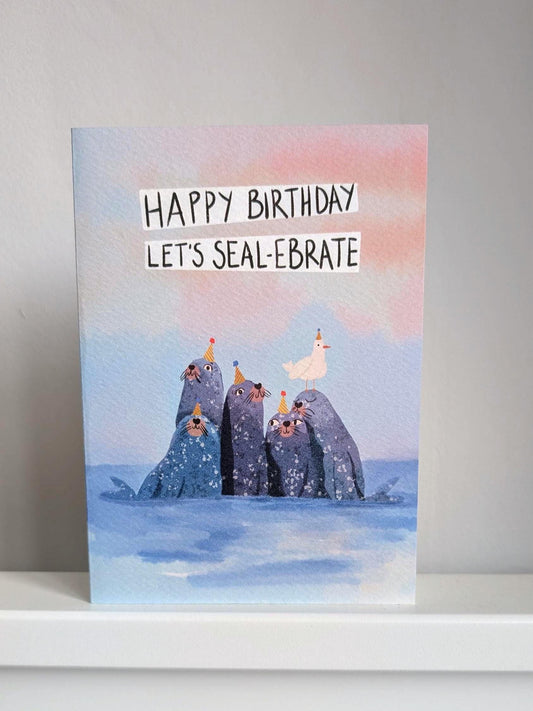 Party Seals Birthday Card: Illustrated Animal Lover Card