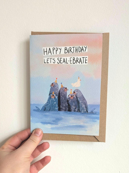 Party Seals Birthday Card: Illustrated Animal Lover Card