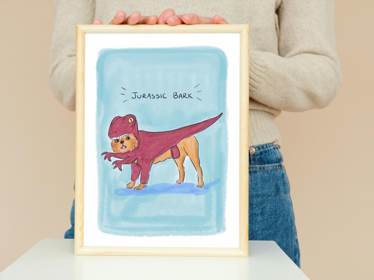 Dog Dinosaur Art Print: Jurassic Bark Illustration