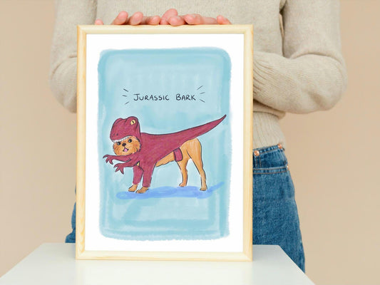 Dog Dinosaur Art Print: Jurassic Bark Illustration