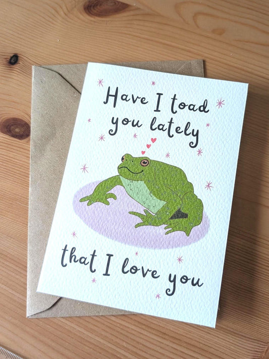 Toad Love Card, Illustrated Anniversary Greeting