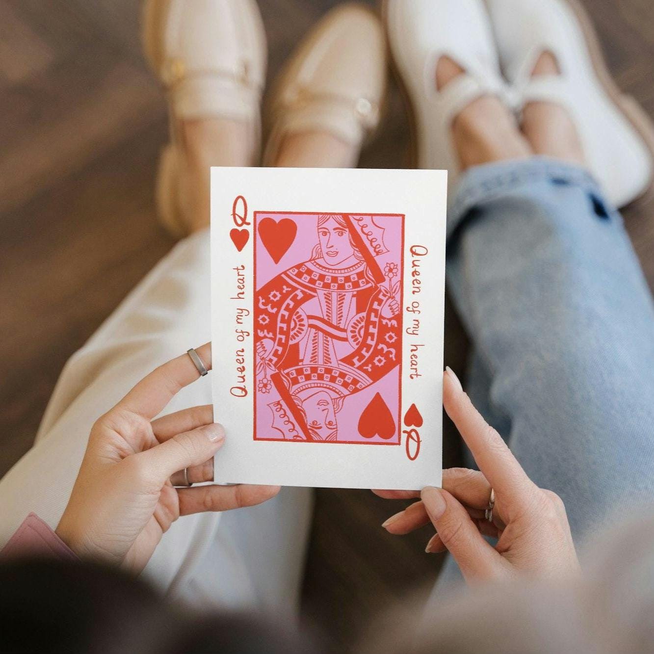Queen of my heart love card. Illustrated greeting card. Birthday, anniversary, wife, girlfriend, galentine