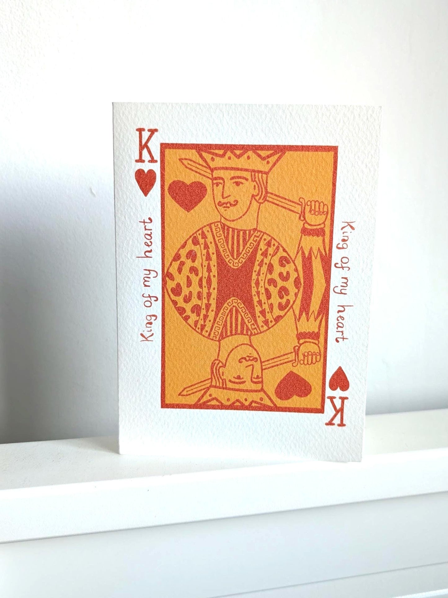 King of my heart love card. Illustrated greeting card. Birthday, anniversary, husband, boyfriend, partner