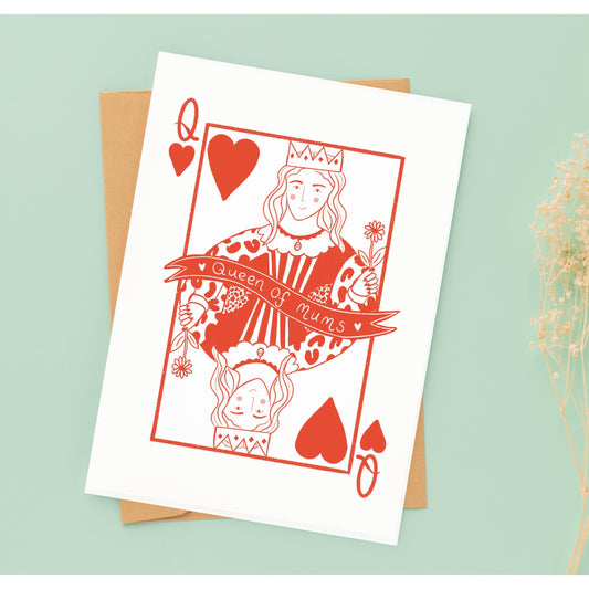 Queen of Mums Card: Illustrated Mother's Day Card