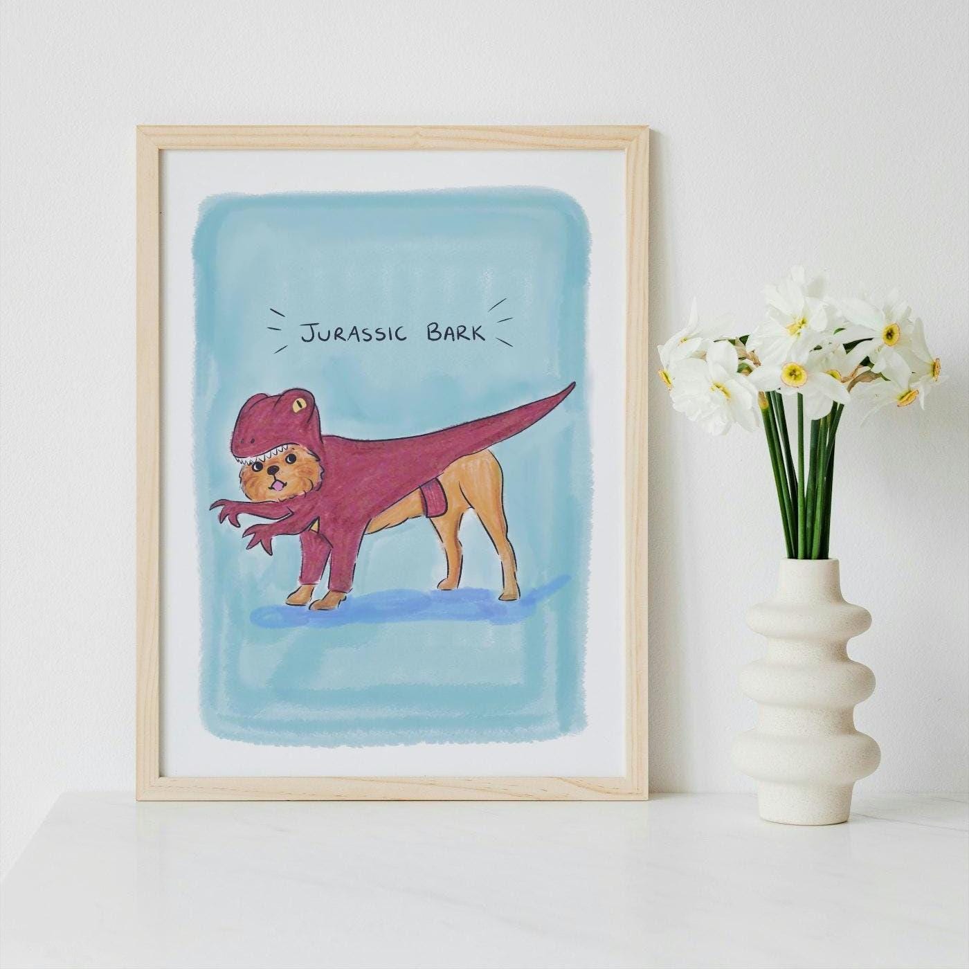 Dog Dinosaur Art Print: Jurassic Bark Illustration