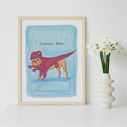 Dog Dinosaur Art Print: Jurassic Bark Illustration