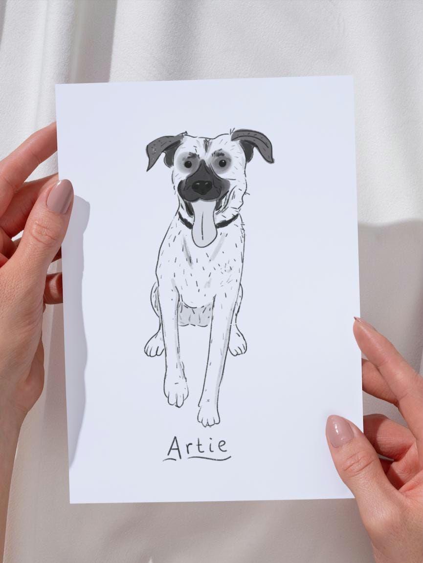 Custom Pet Portrait: Line Art Drawing from Photo (Digital or Print)