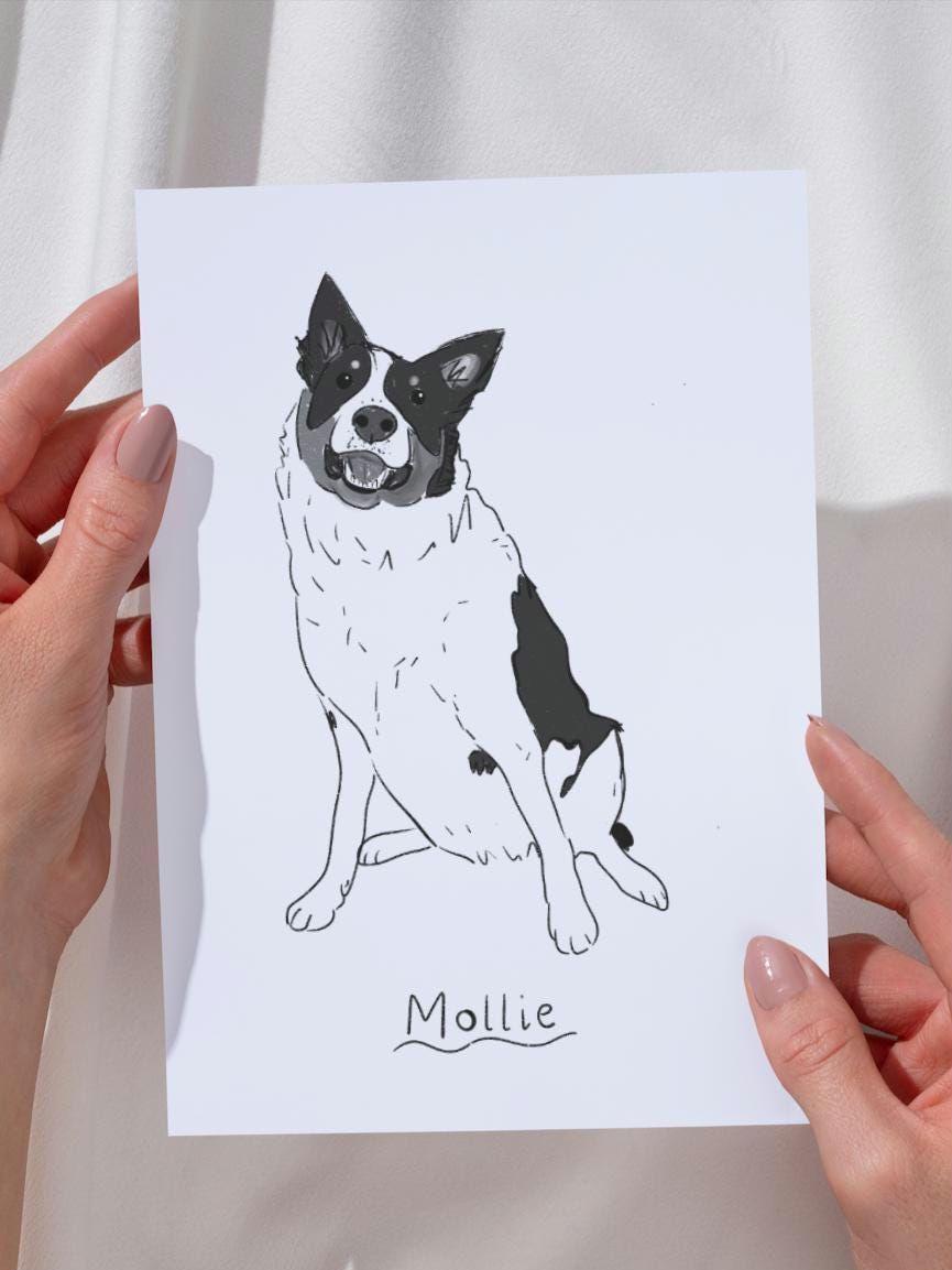 Custom Pet Portrait: Line Art Drawing from Photo (Digital or Print)