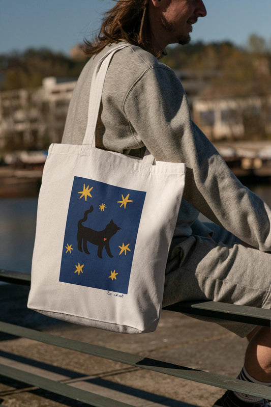 Picasso Style Dog/Cat Tote Bag: Reusable Cotton Shopper