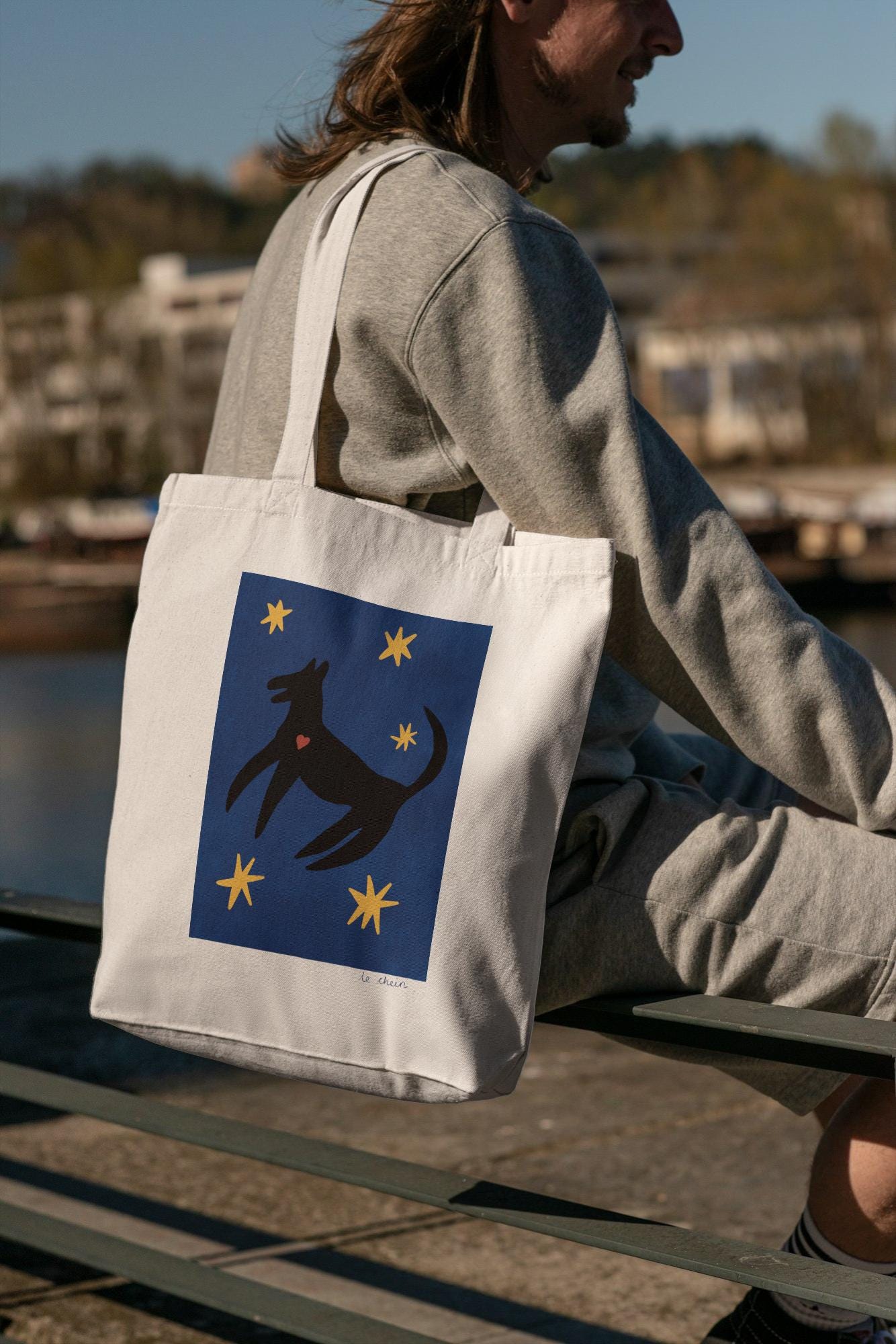 Picasso Style Dog/Cat Tote Bag: Reusable Cotton Shopper
