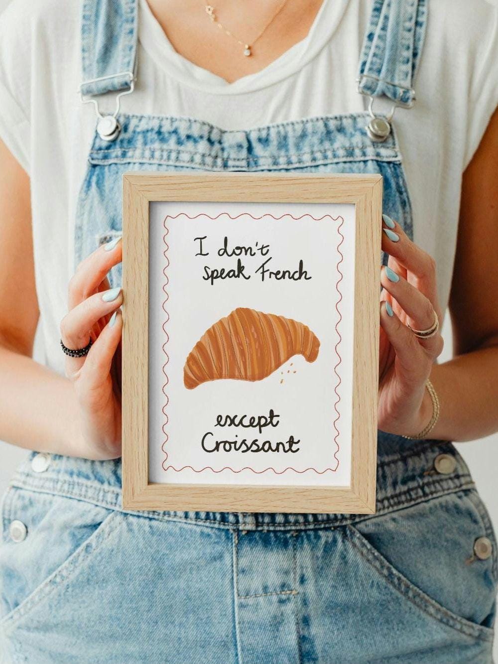 Croissant kitchen print. I don't speak french except croissant. Funny wall art. Original illustration