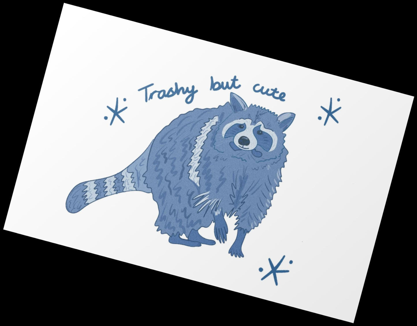 Blue Racoon Art Print, Illustration