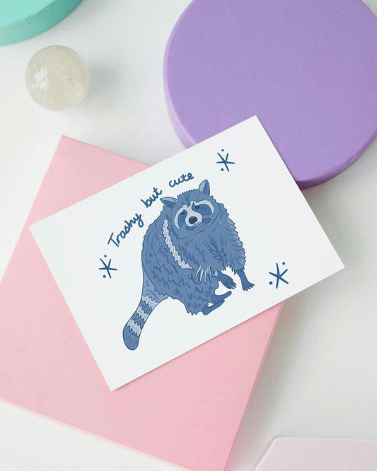 Blue Racoon Art Print, Illustration