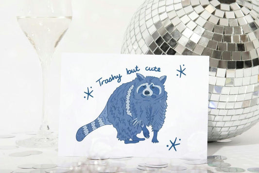 Blue Racoon Art Print, Illustration