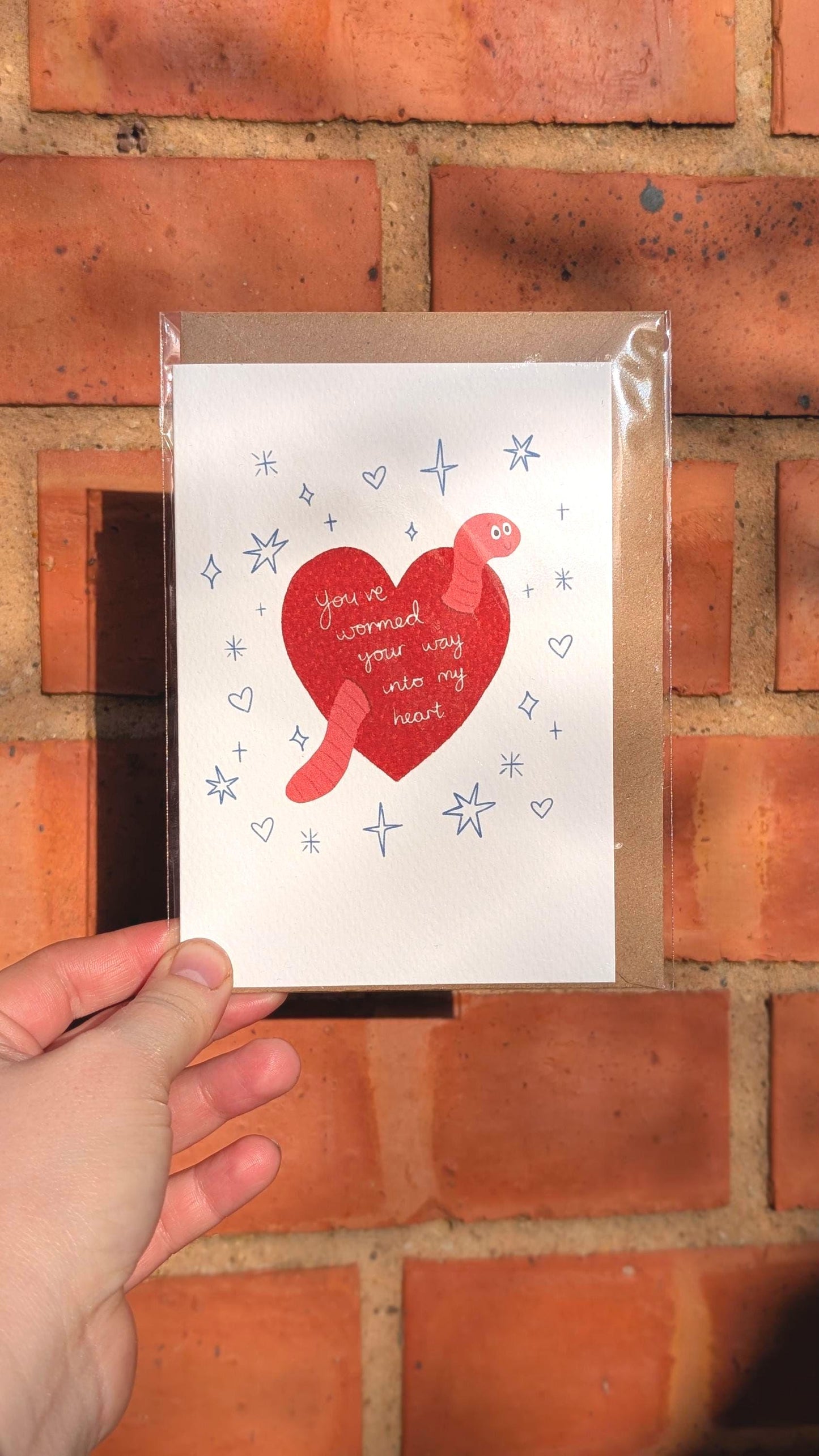 Funny Worm Valentine's Day Card - Illustrated A6 Greeting Card