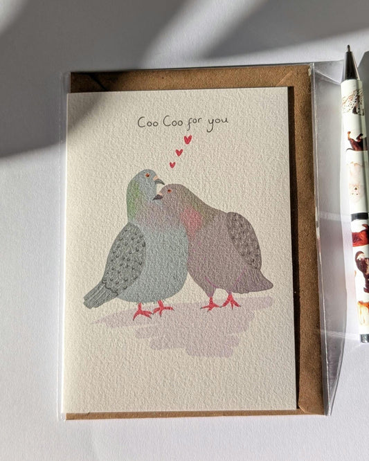 Pigeon Valentine Card | Illustrated Anniversary Card