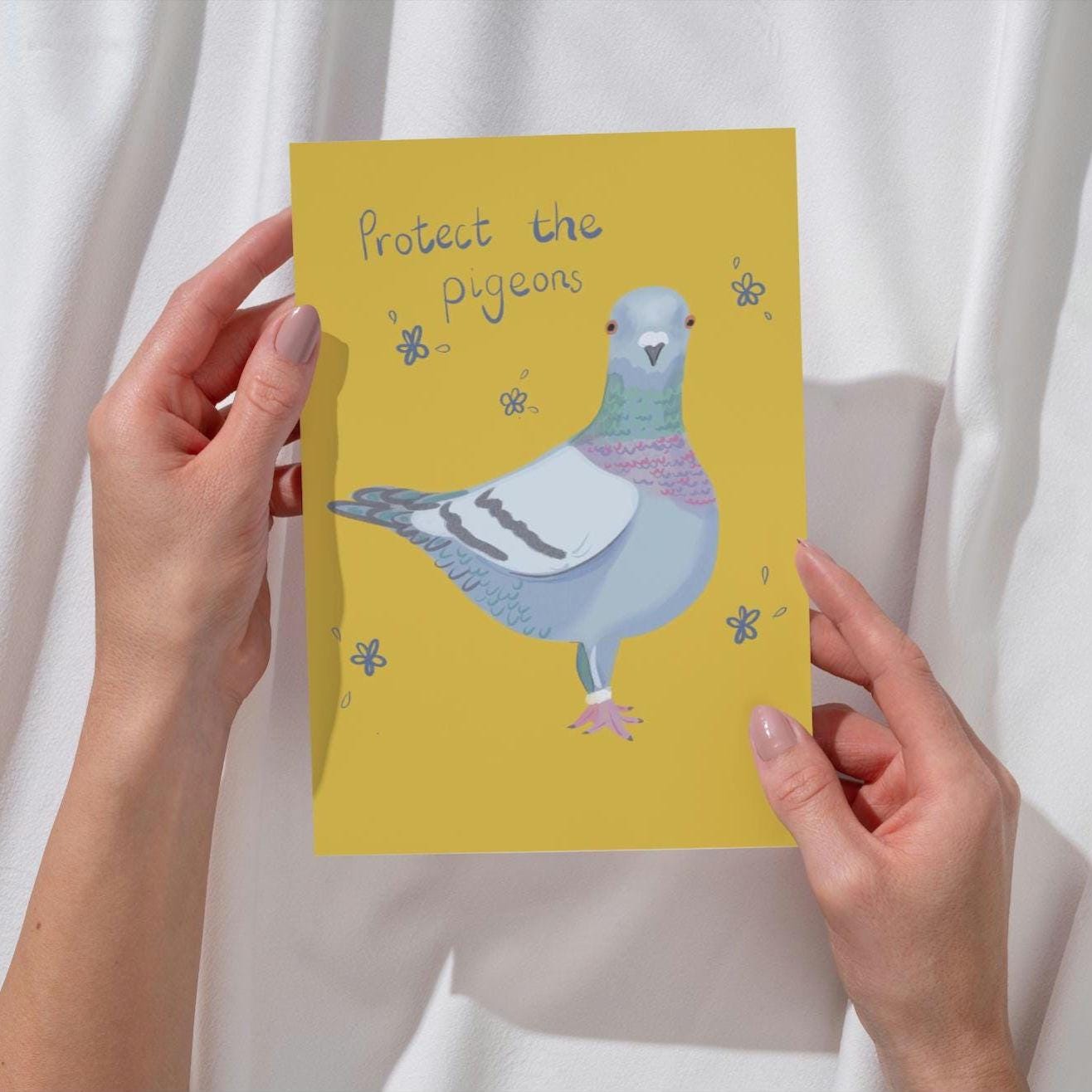 Pigeon art illustrated print. Original illustration. Protect the pigeons.