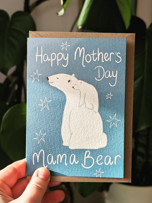 Happy mother's day mama bear: Illustrated polar bear mum and cub