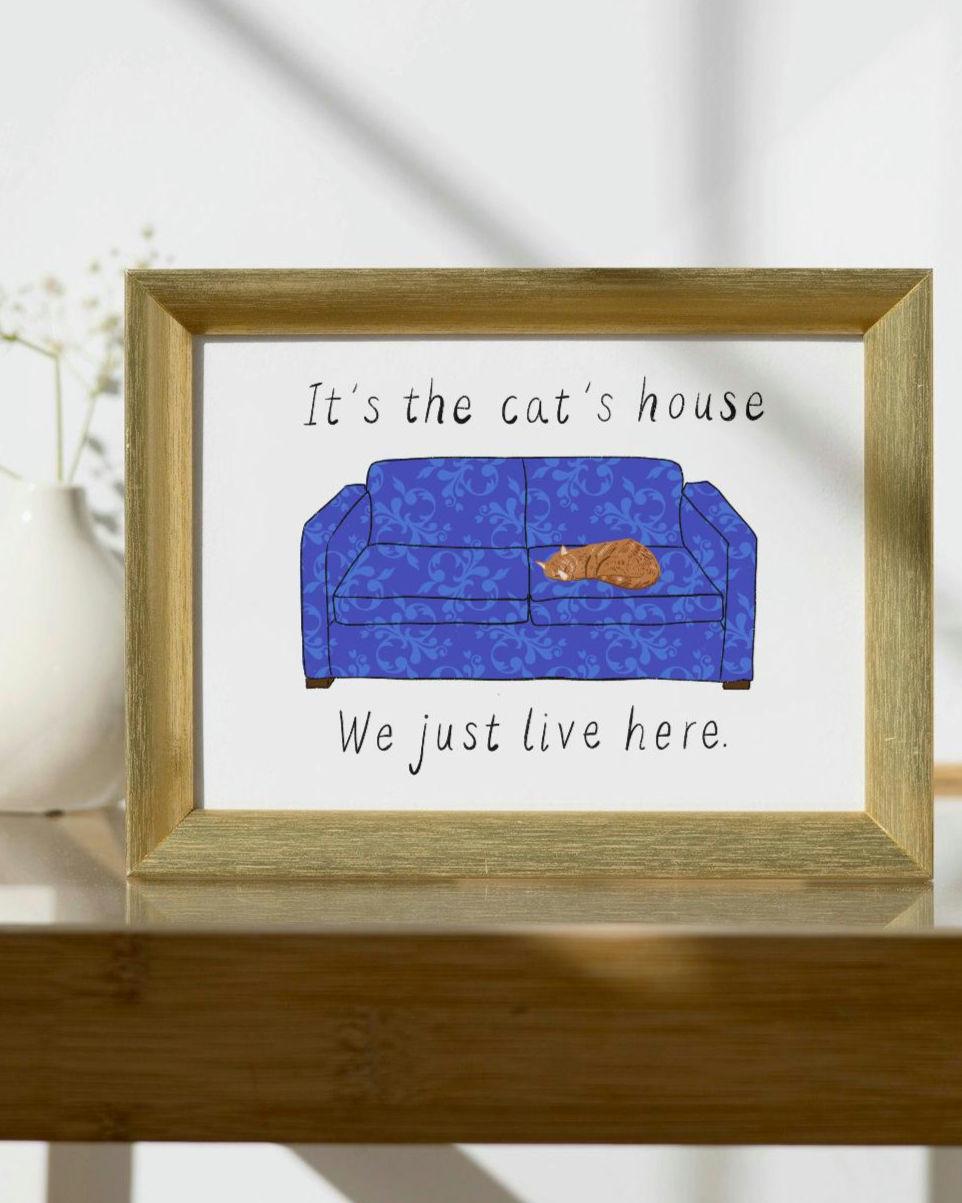 Personalised Dog or Cat on the Sofa Illustration, custom any breed