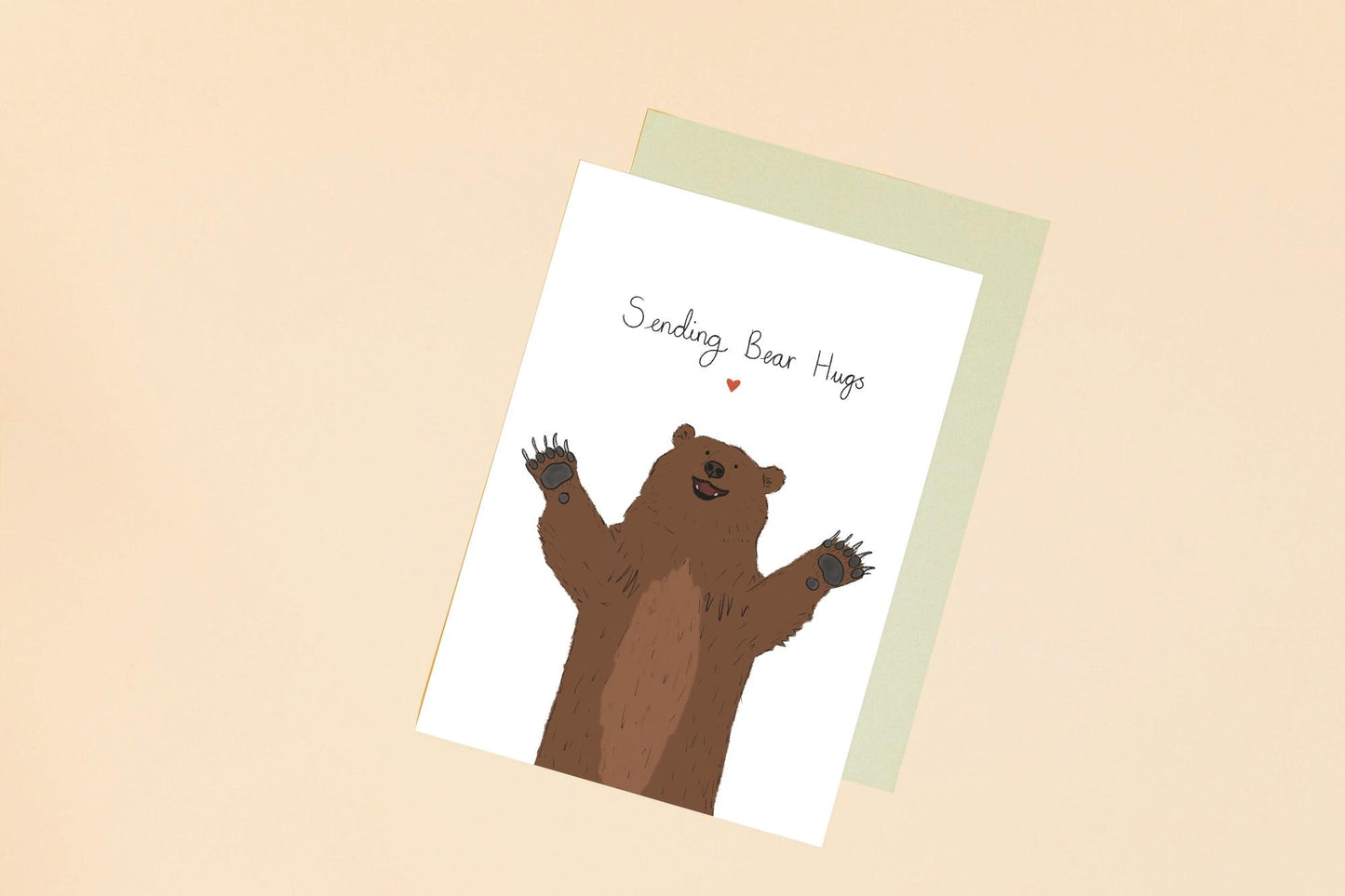 Sending bear hugs card - friendship, love, thinking of you - blank inside